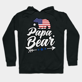 Papa Bear Patriotic Flag Matching 4th Of July Hoodie